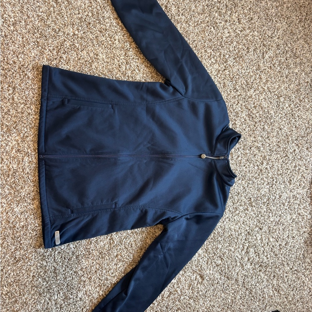 MedCouture Navy Full-Zip scrub jacket